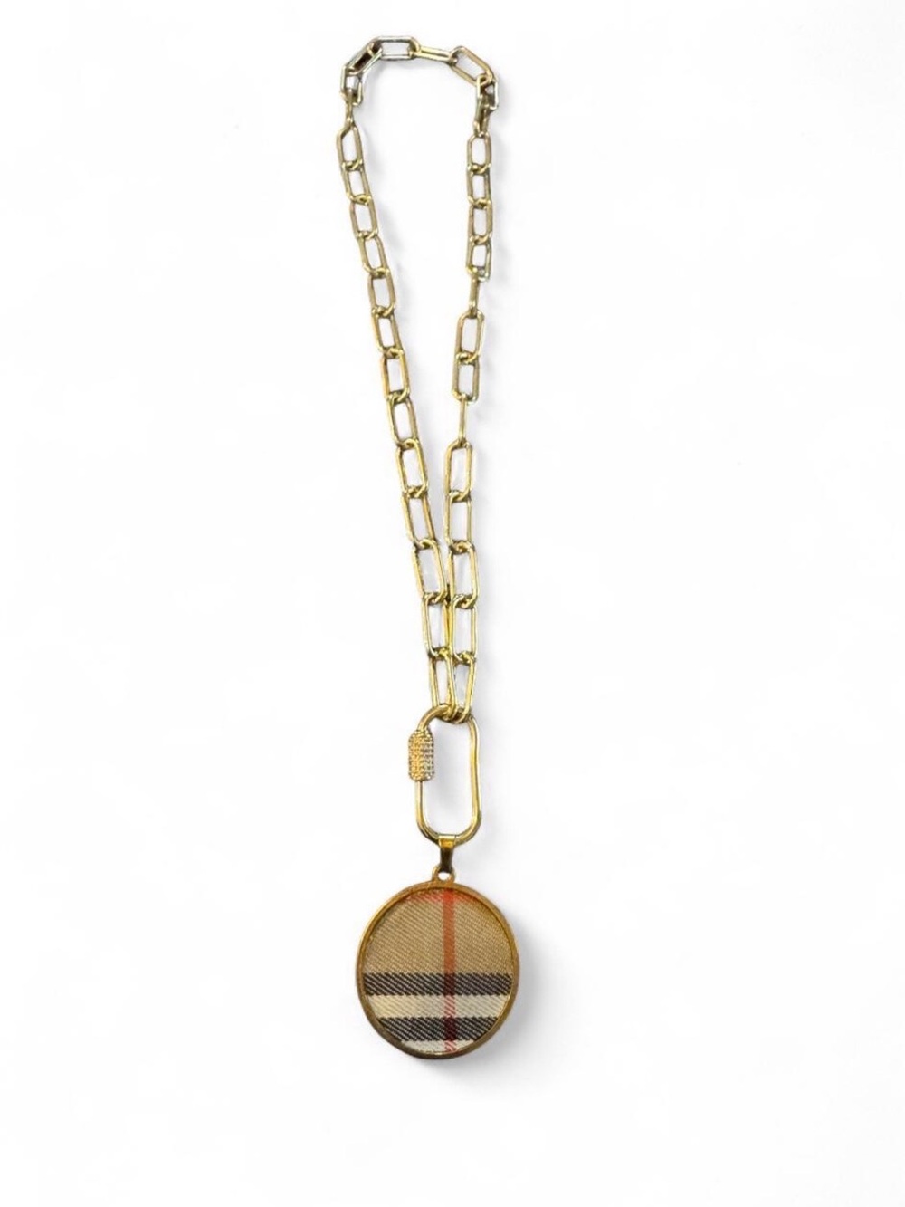 Authentic Burberry Canvas with unbranded Gold Chain Necklace